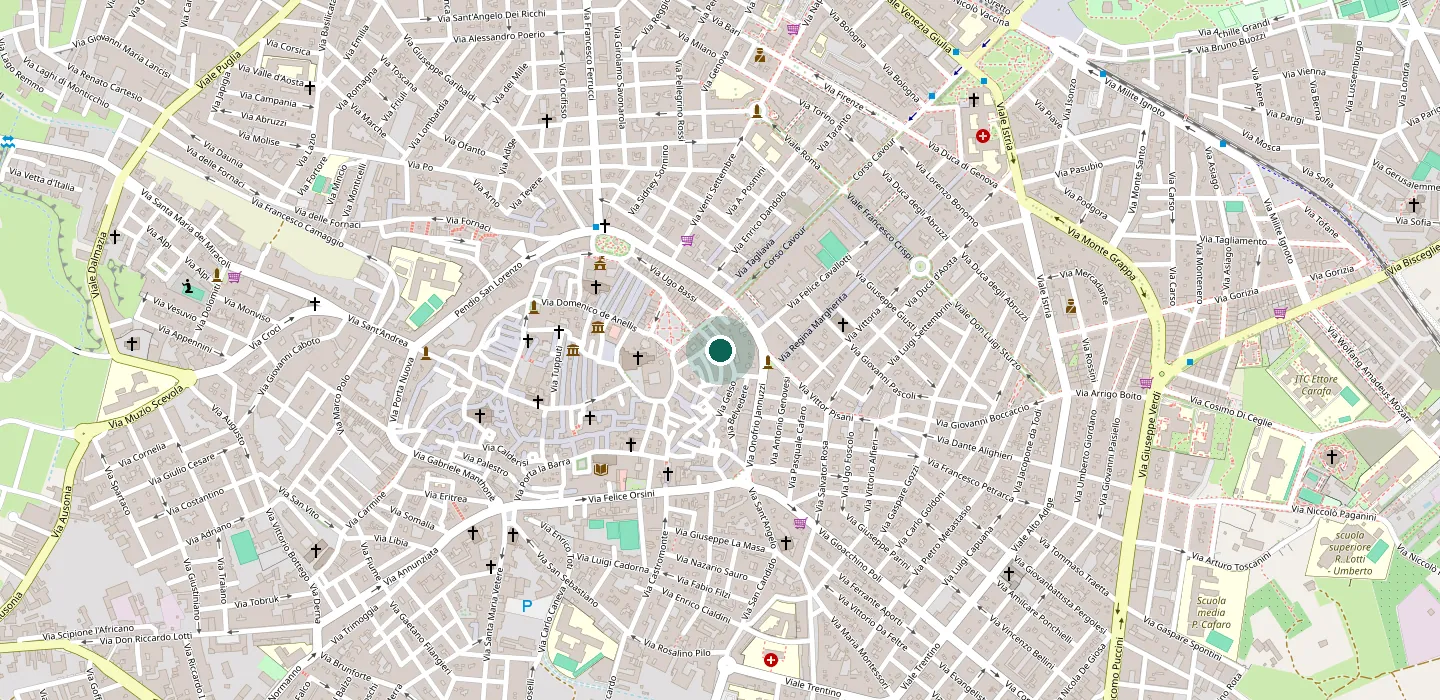 Mappa del centro di Andria con il segnaposto su Piazza Balilla 4
